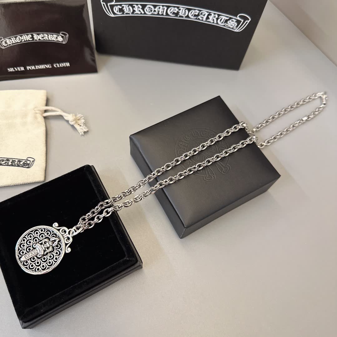 Chrome Hearts Chromeharts Silver Sword Pendant Necklace